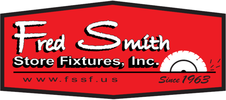 Logo for Fred Smith Store Fixtures, Inc., on a red banner with the text 'Since 1965' and the website 'www.fssf.us'